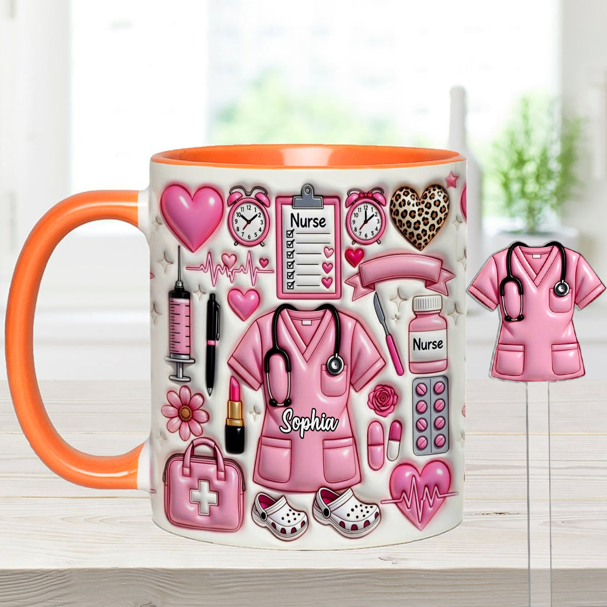 Love Being A Nurse - Personalized Nurse Set Accent Mug with Acrylic Stirrers