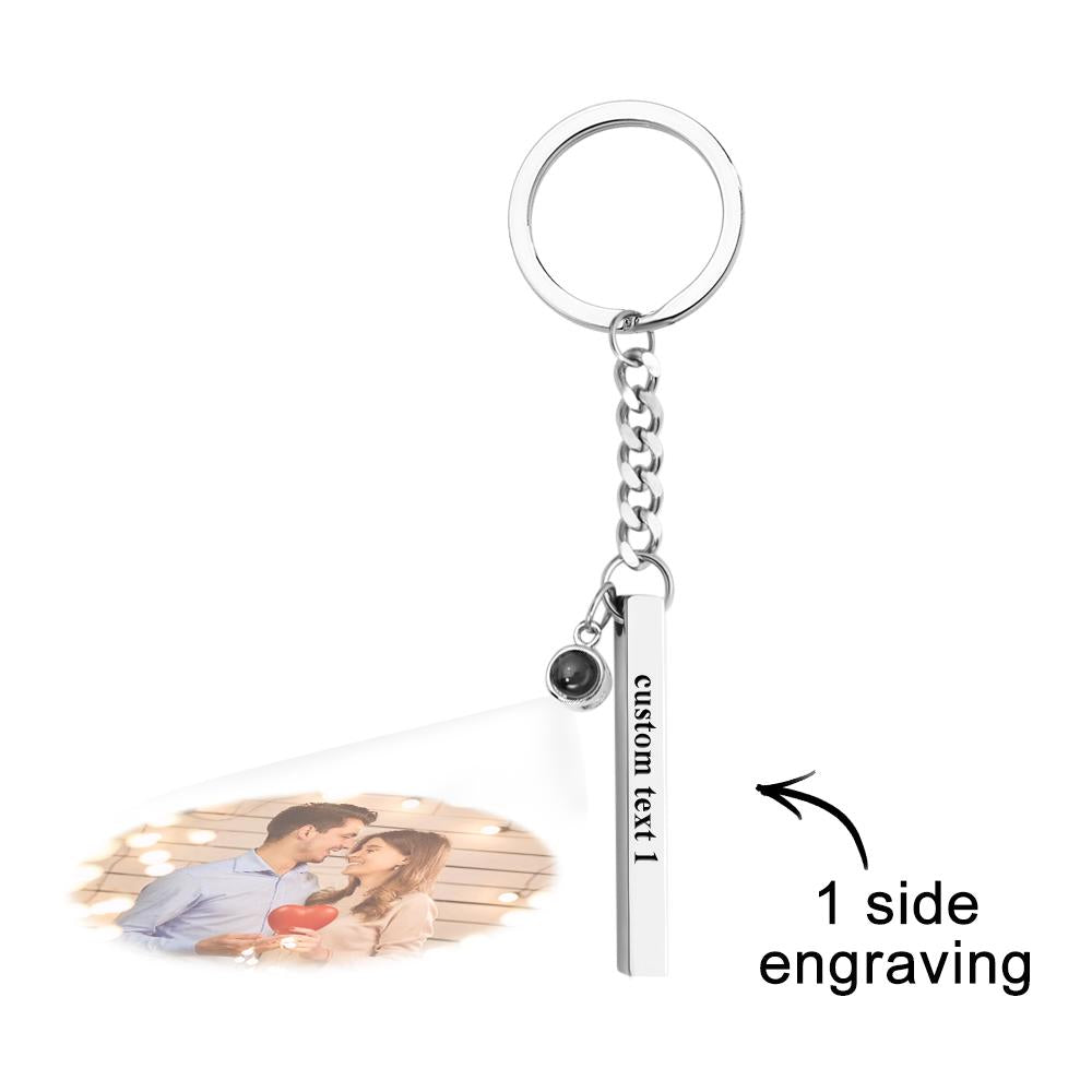 Custom Bar Vertical Cube Projection Keychain - gift for anyone, who lost a loved one - Personalized Keychain