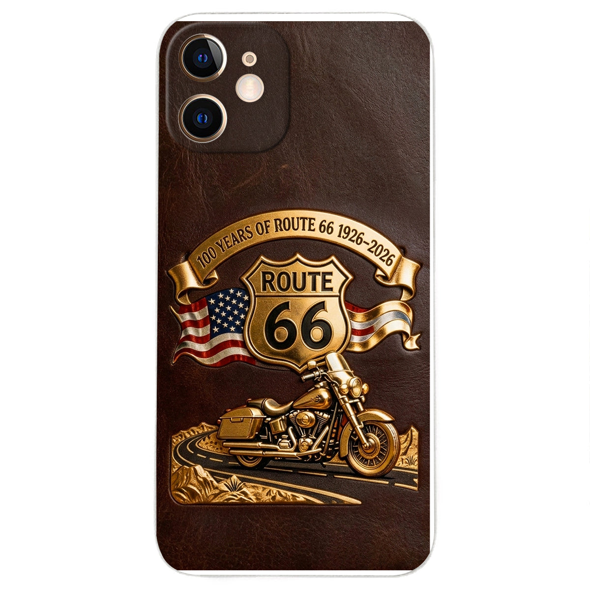 100 Years Of Route Personalized Gifts For Bikers - Personalized Biker 3D Embossed Leather Phone Case