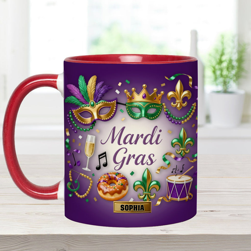 Happy Mardi Gras - Personalized Mardi Gras Accent Mug & Coaster