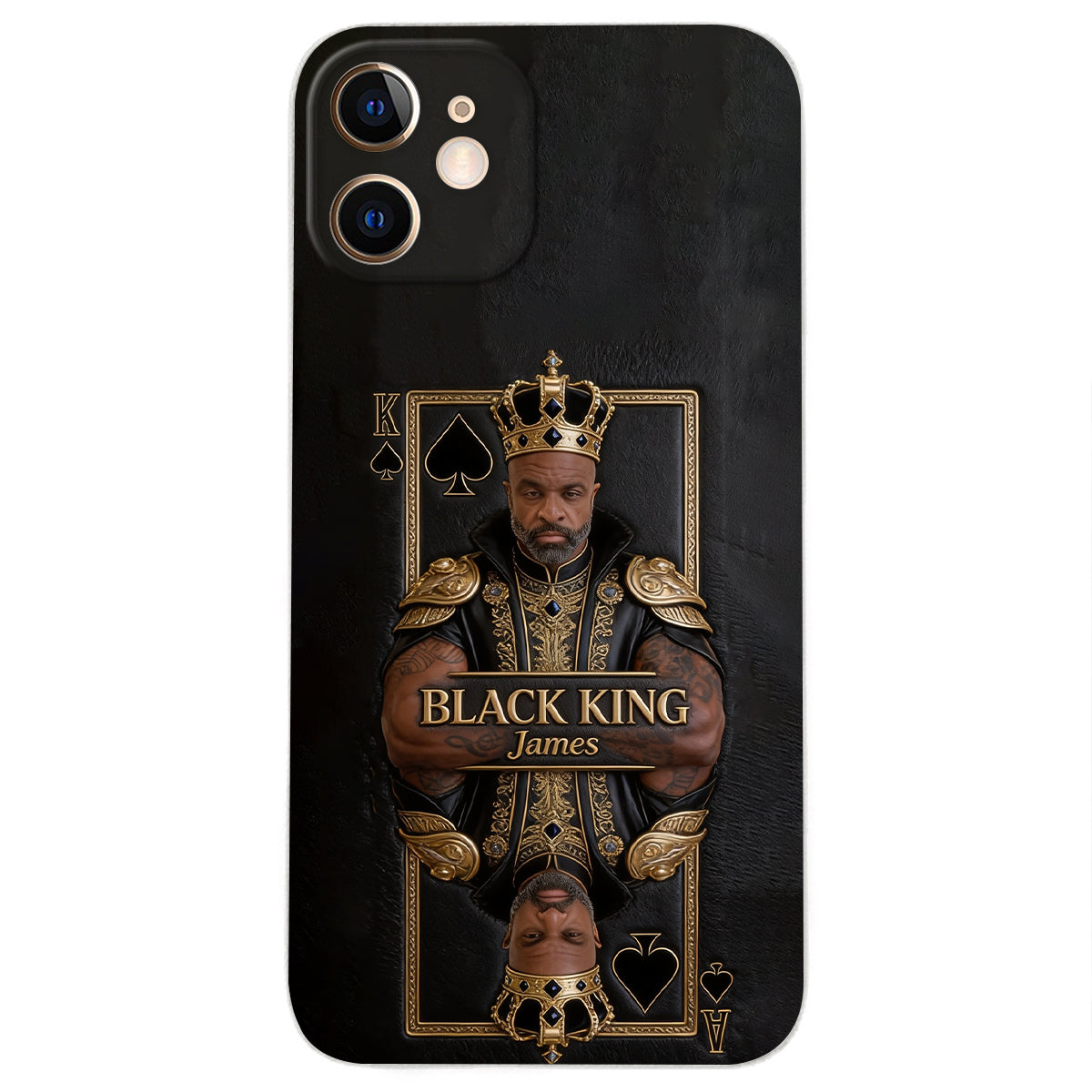 Black King - Personalized African American 3D Embossed Leather Phone Case