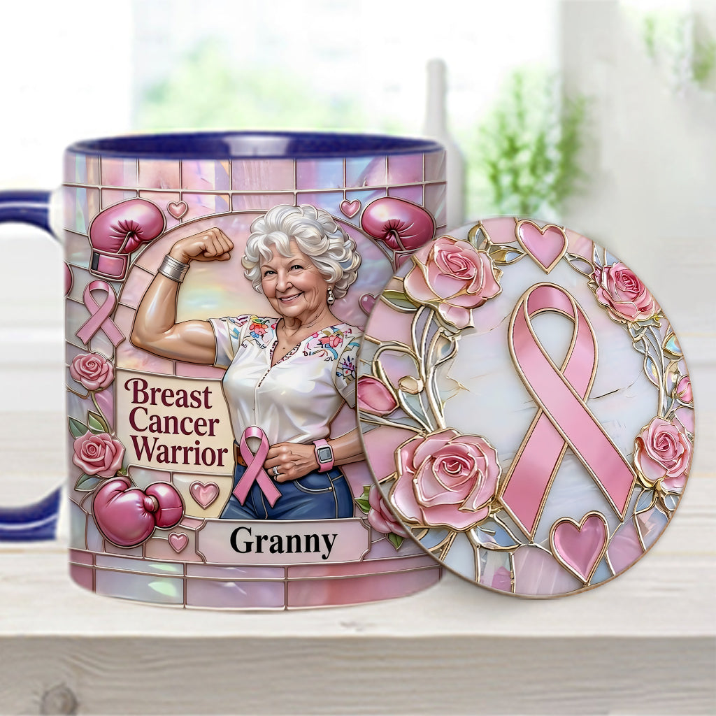 I'm A Warrior - Personalized Breast Cancer Awareness Accent Mug & Coaster