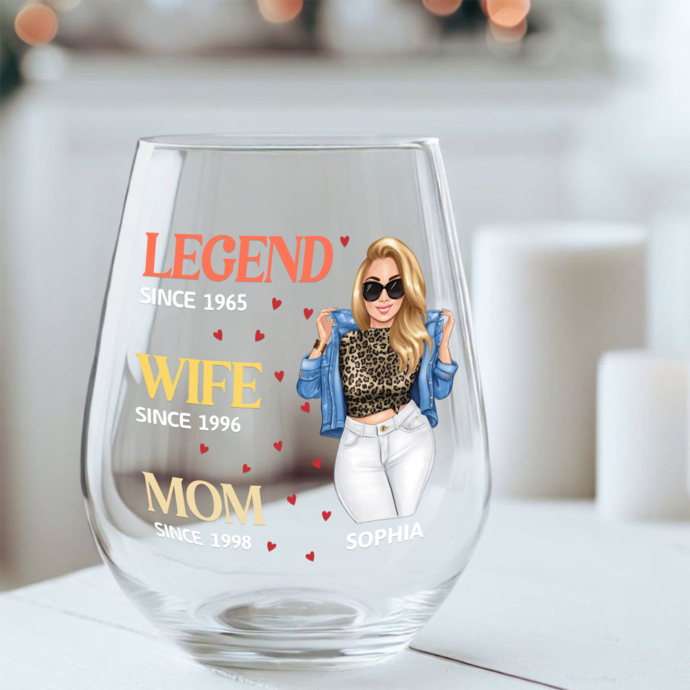 Unique Wine Glass for Her – Custom Design for Wife, Mom, and Grandma to Honor Their Journey