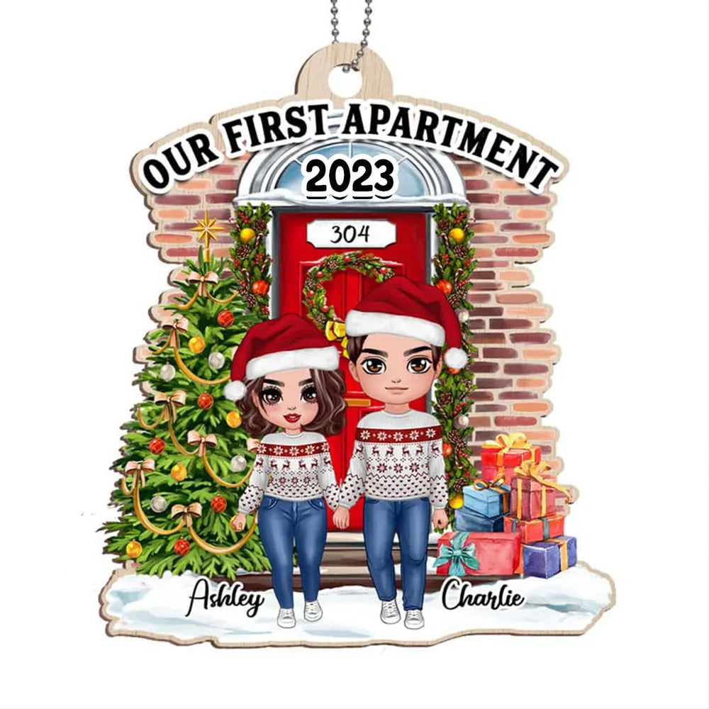 Our First Apartment Acrylic Ornament, Personalized Holiday Couple Keepsake, Cozy Christmas Tree Decor, Creative Gift
