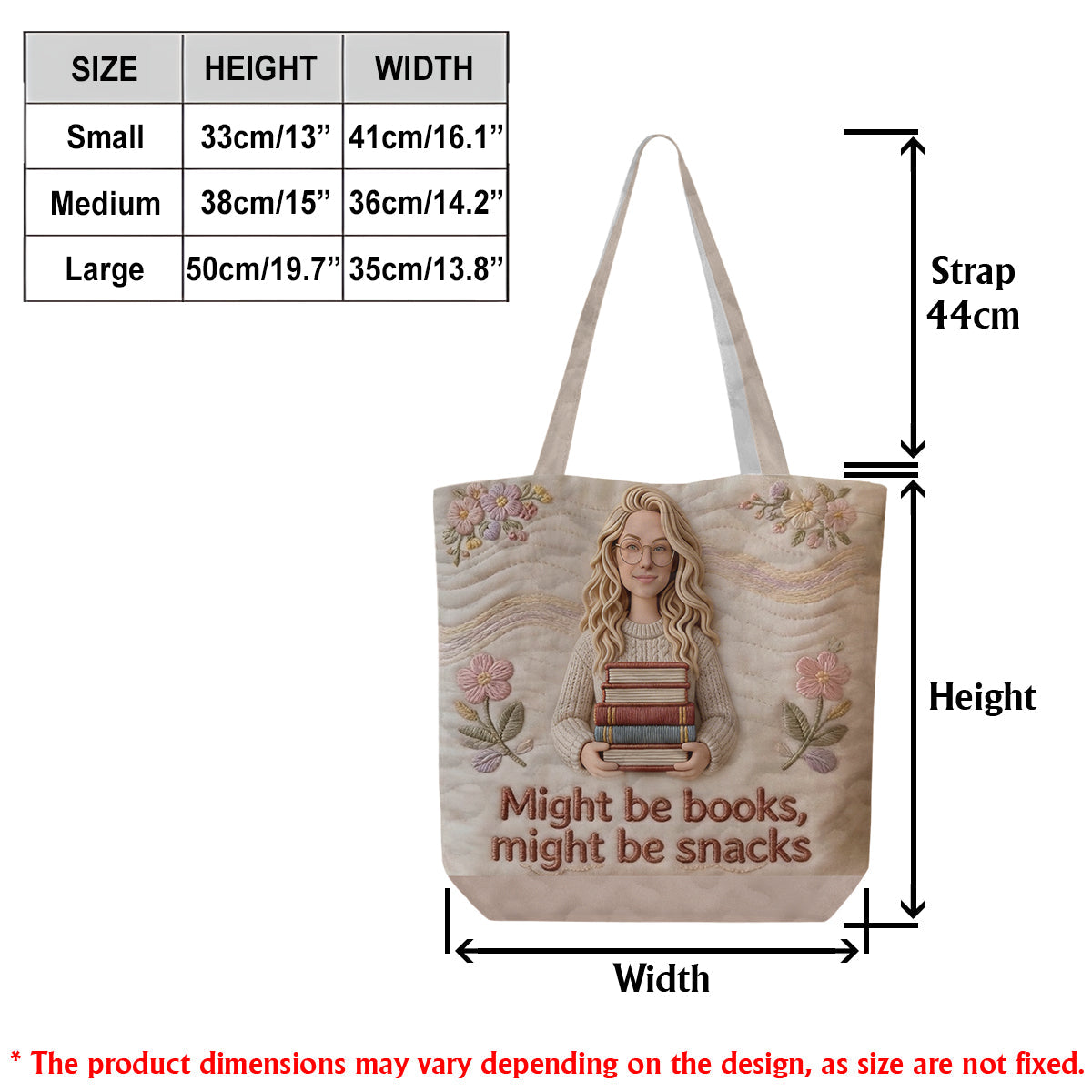 Custom Any Photo, Might Be Books, Might Be Snacks - Personalized Book Quilted Tote Bag