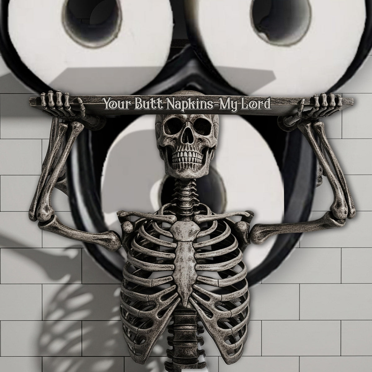 Funny Bathroom Decor - Your But* Napkins My Lord - Personalized Skull Toilet Paper Holder Rack