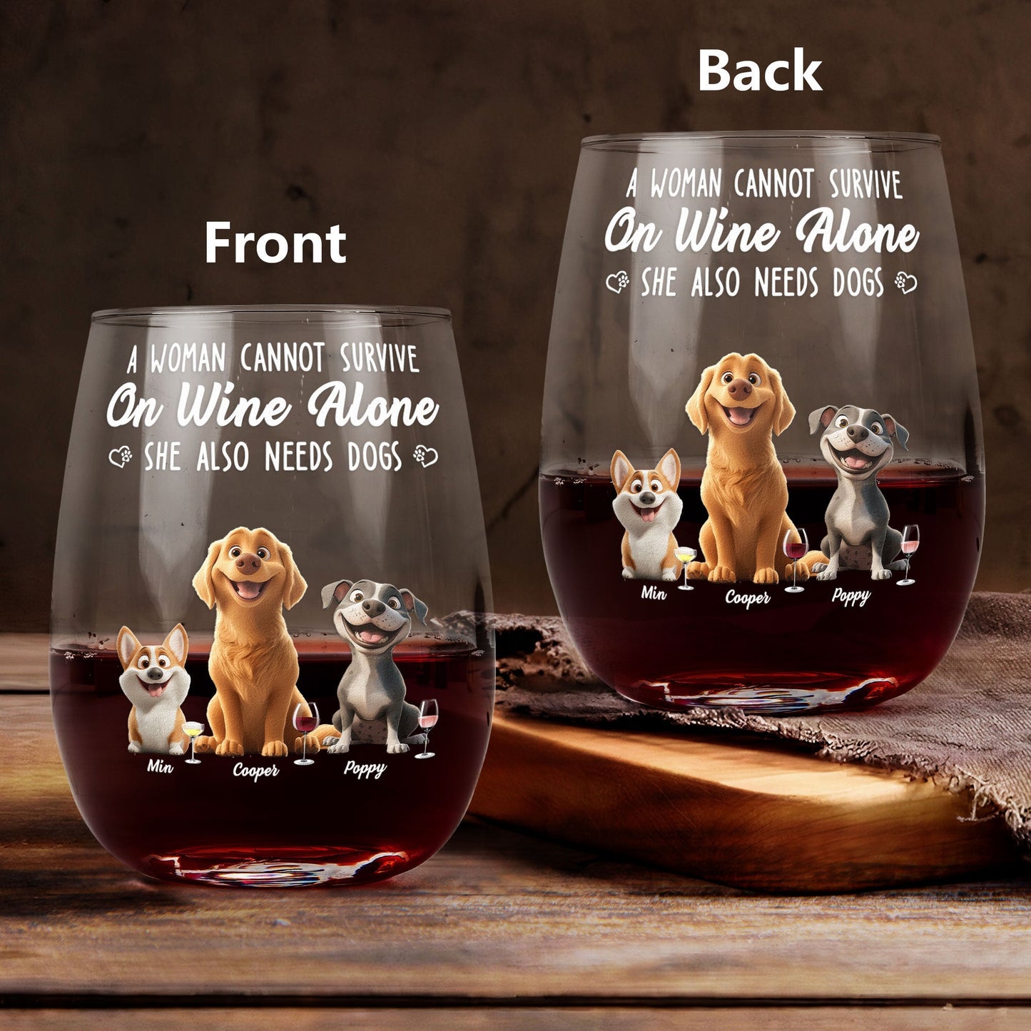 Personalized Dog Lover Wine Glass - Custom Cup Gift