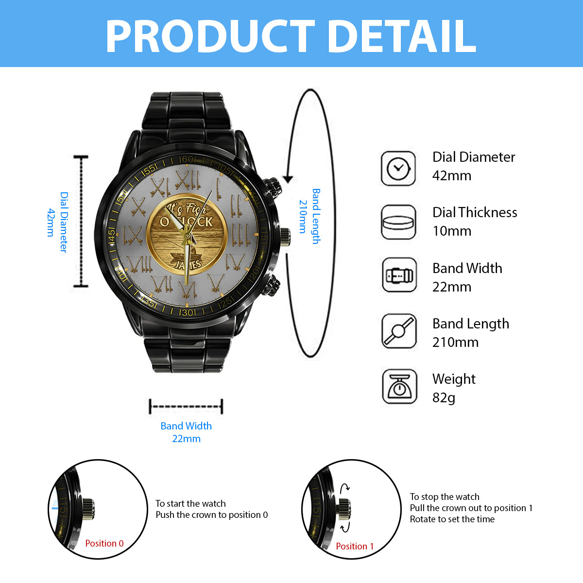 It's Fish O'clock - Personalized Fishing Hand Watch