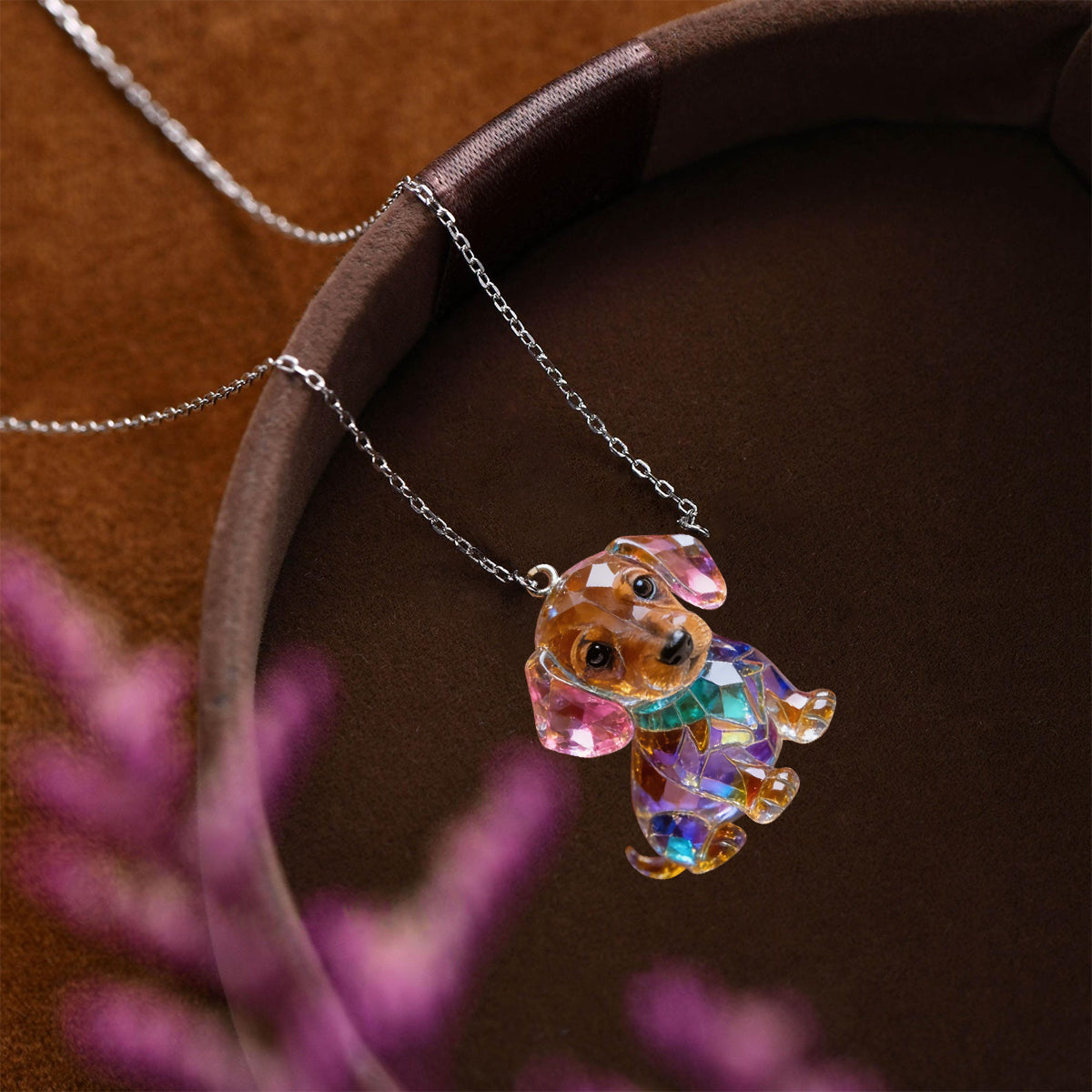 Custom Any Photo - Personalized Dog Shaped Acrylic Pendant Necklace