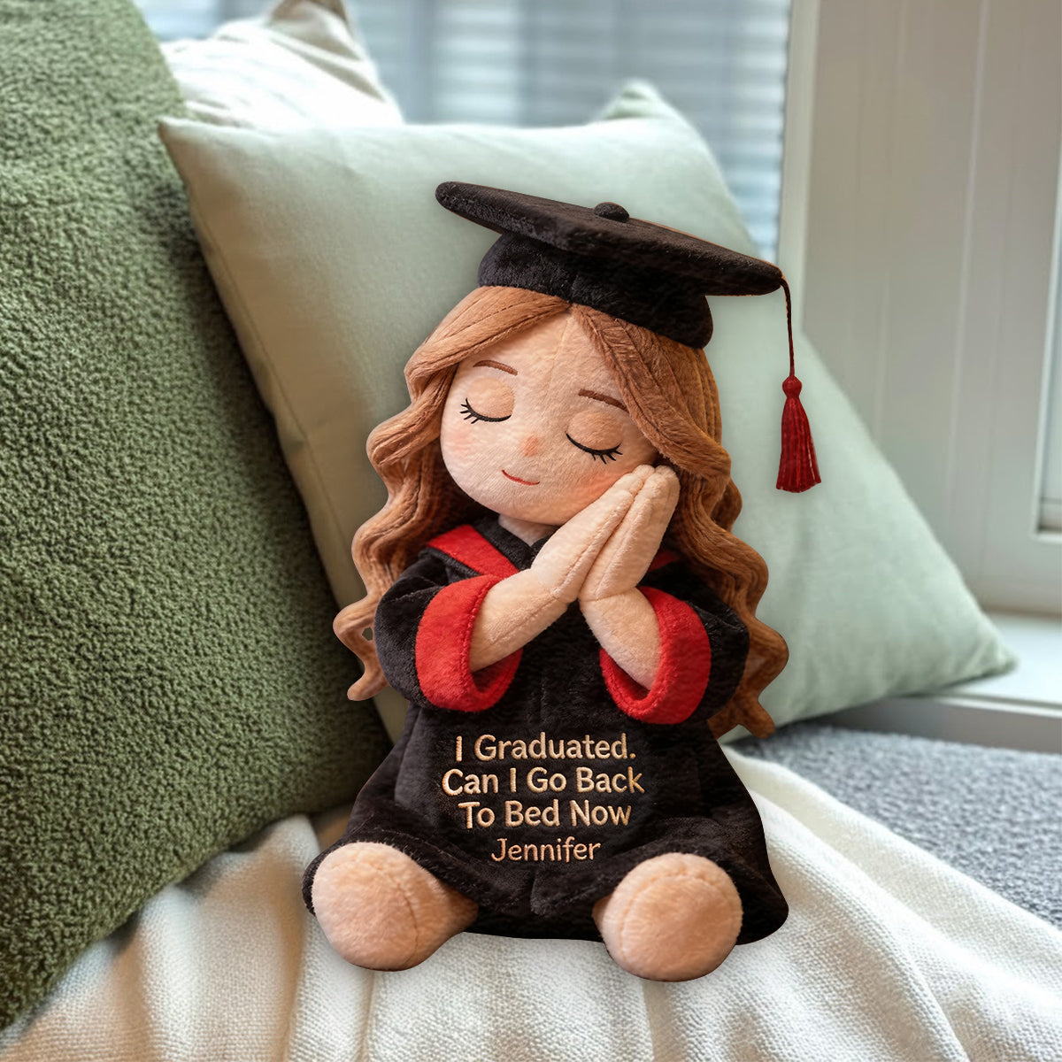 Can I Go To Bed Now - Personalized Graduation Premium Faux Fur Pillow