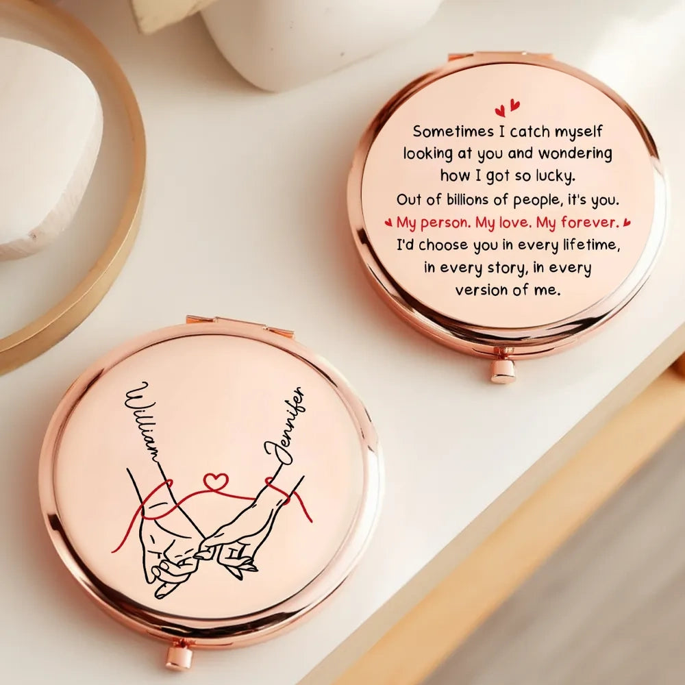 My Person My Love Quote Personalized Metal Compact Mirror Sweet On the Go Reminder Unique Romantic Gift for Couple