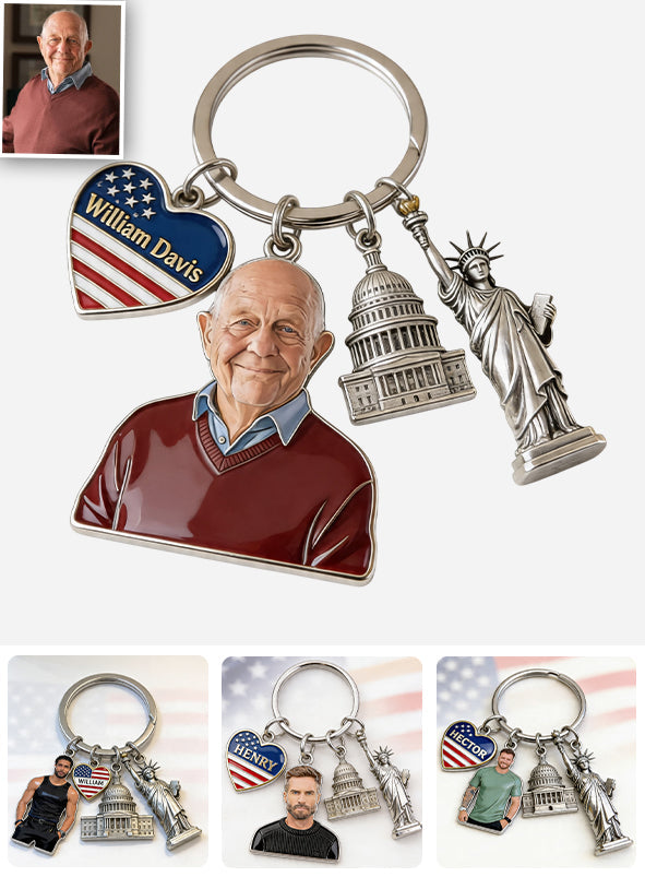 Custom Any Photo - Personalized Patriot Premium Keychain With Charms