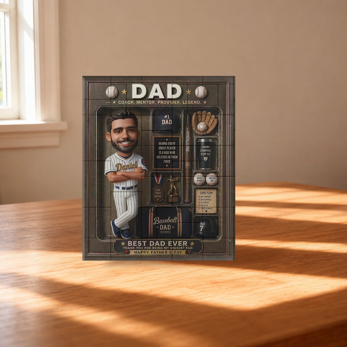 Best Dad Ever - Personalized Baseball Shaped Building Blocks