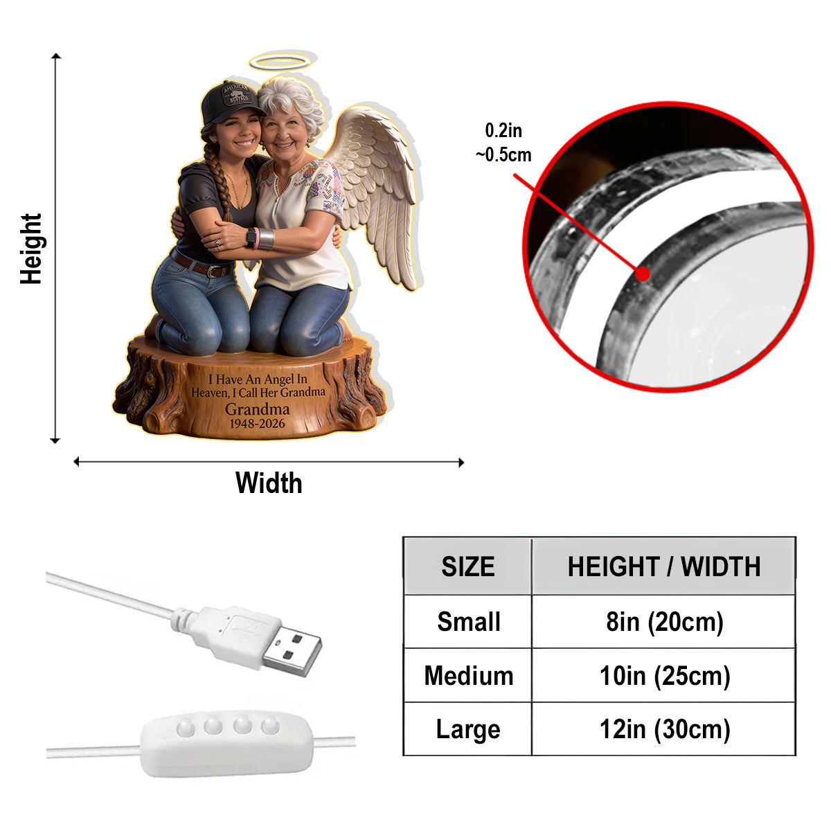 I Have An Angel In Heaven - Personalized Memorial Acrylic LED Night Light