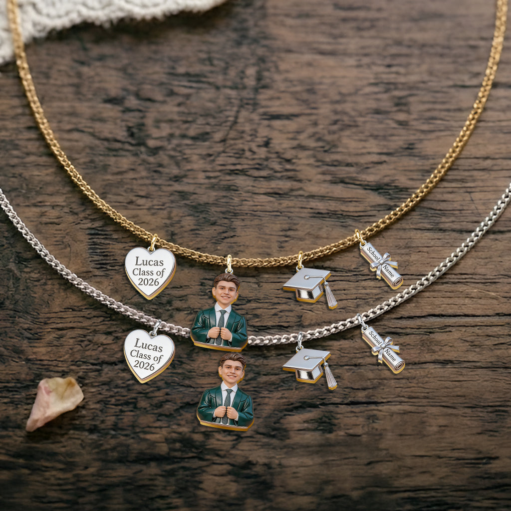 Class Of 2026 - Personalized Graduation Metal Necklaces With Pendants
