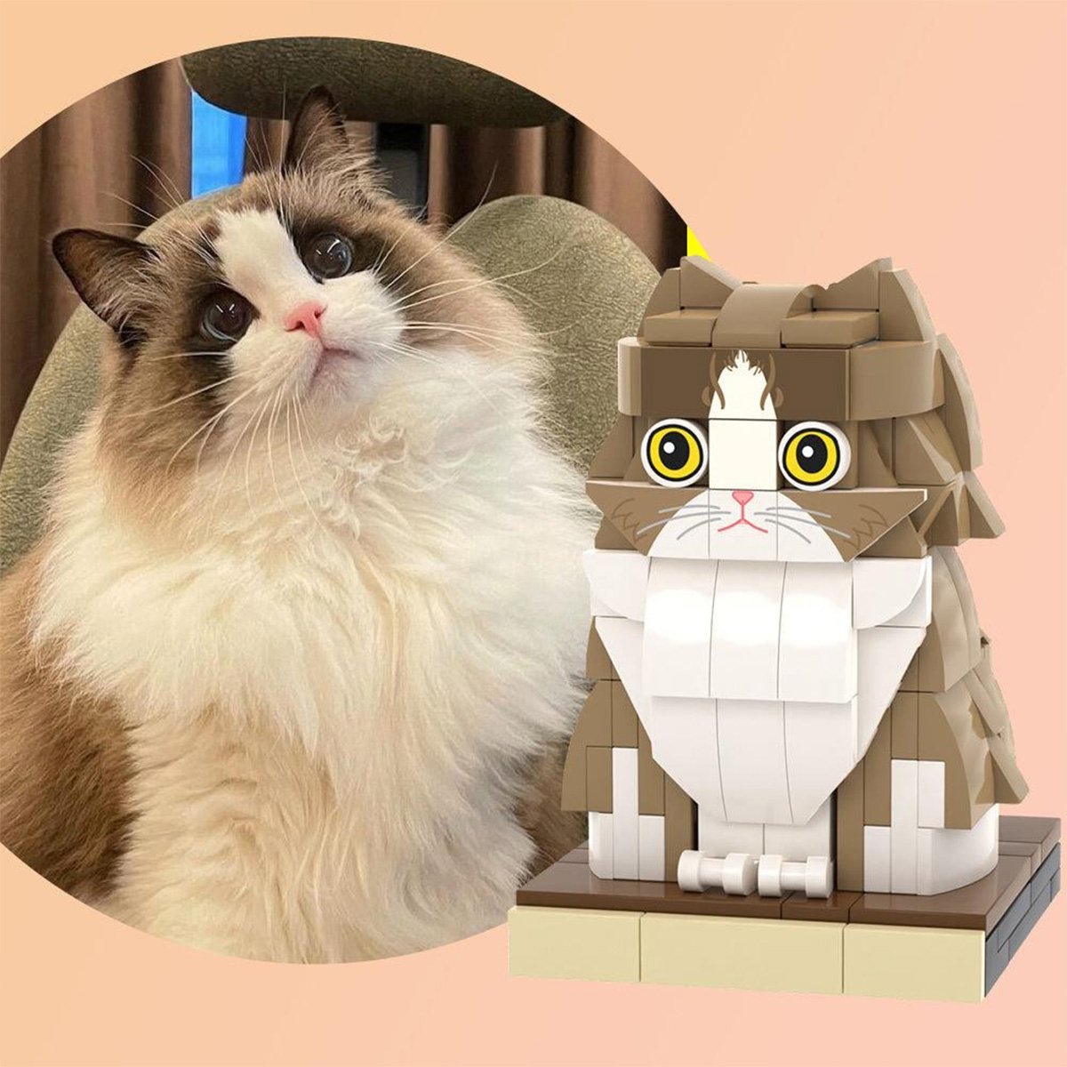 Any Photo - gift for cat lover, dog lover - Personalized Photo Brick Figures