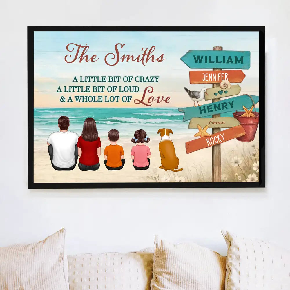 Beach Family Poster – A Little Bit of Crazy, A Little Bit of Loud, A Whole Lot of Love | Personalized Custom Sign