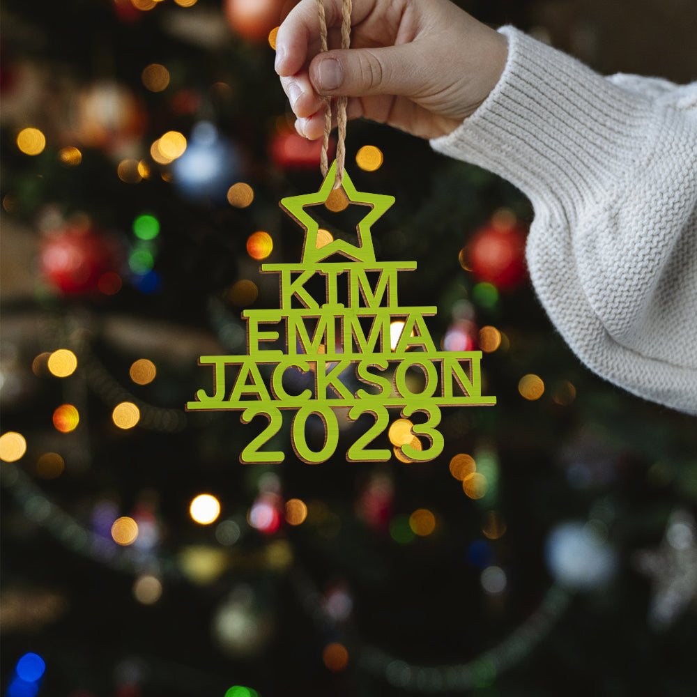 Any Name Christmas Tree - Personalized Family Any Name Christmas Tree Ornament