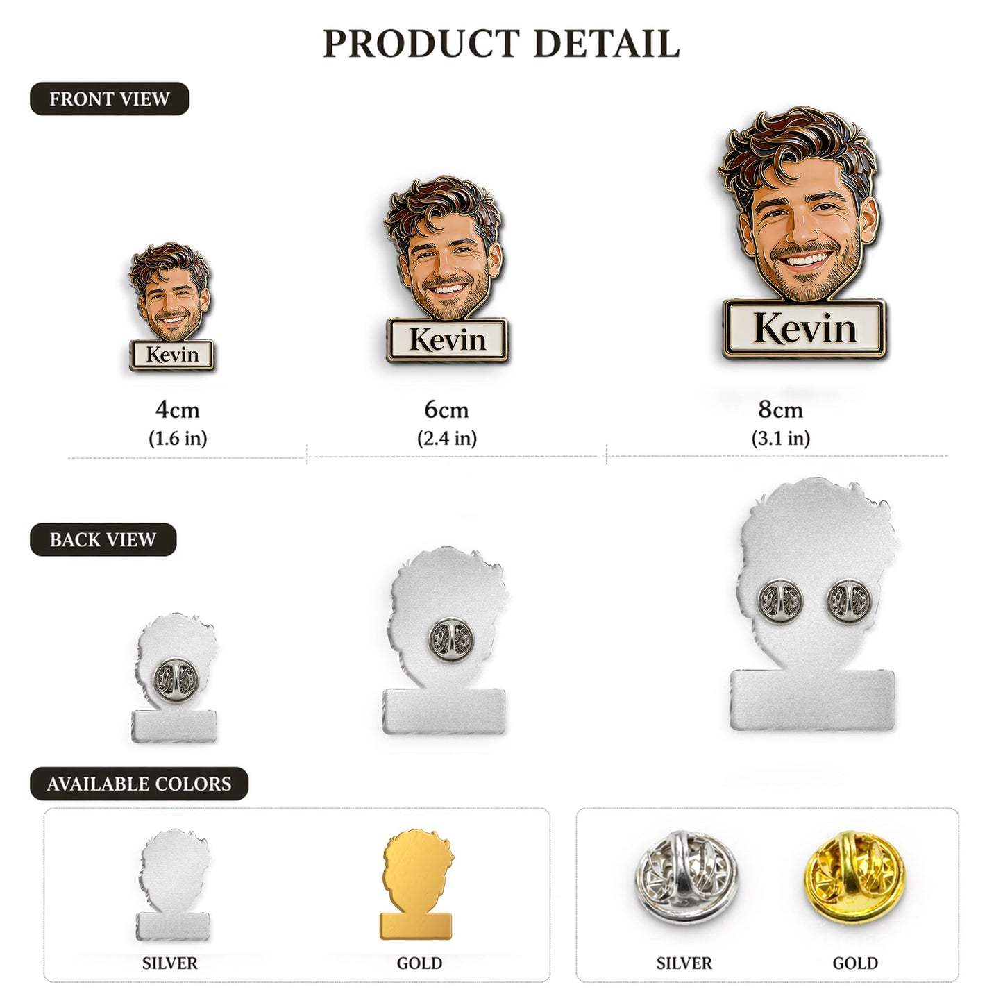 Custom Any Photo Funny Gift For Dad, Grandpa - Personalized Father 3D Embossed Enamel Pin