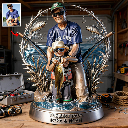 Custom Any Photo Gift For Fishing Dad/Grandpa - Personalized Fishing Custom Shaped Acrylic Plaque