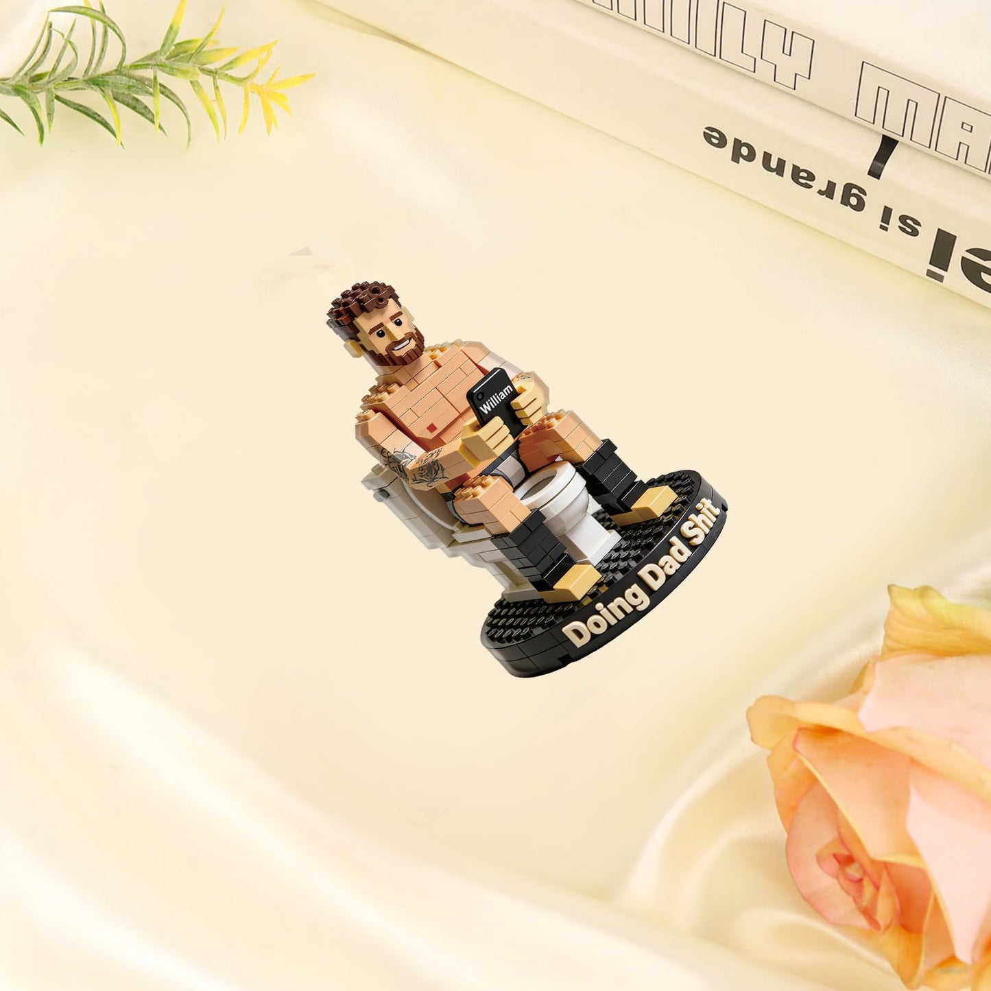 Funny Block Dad - Personalized Father Shaped Building Blocks