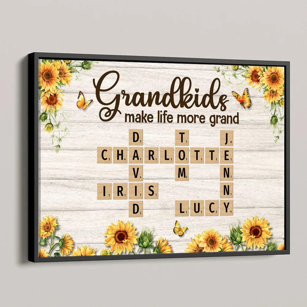 Custom Poster or Canvas with 'Grandkids Make Life More Grand' Design