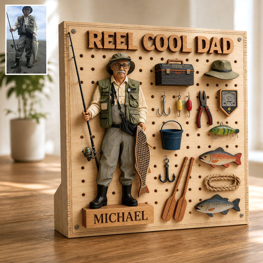 Dad Loves Fishing - Personalized Father 2 Layered Wood Sign / Wood Plaque