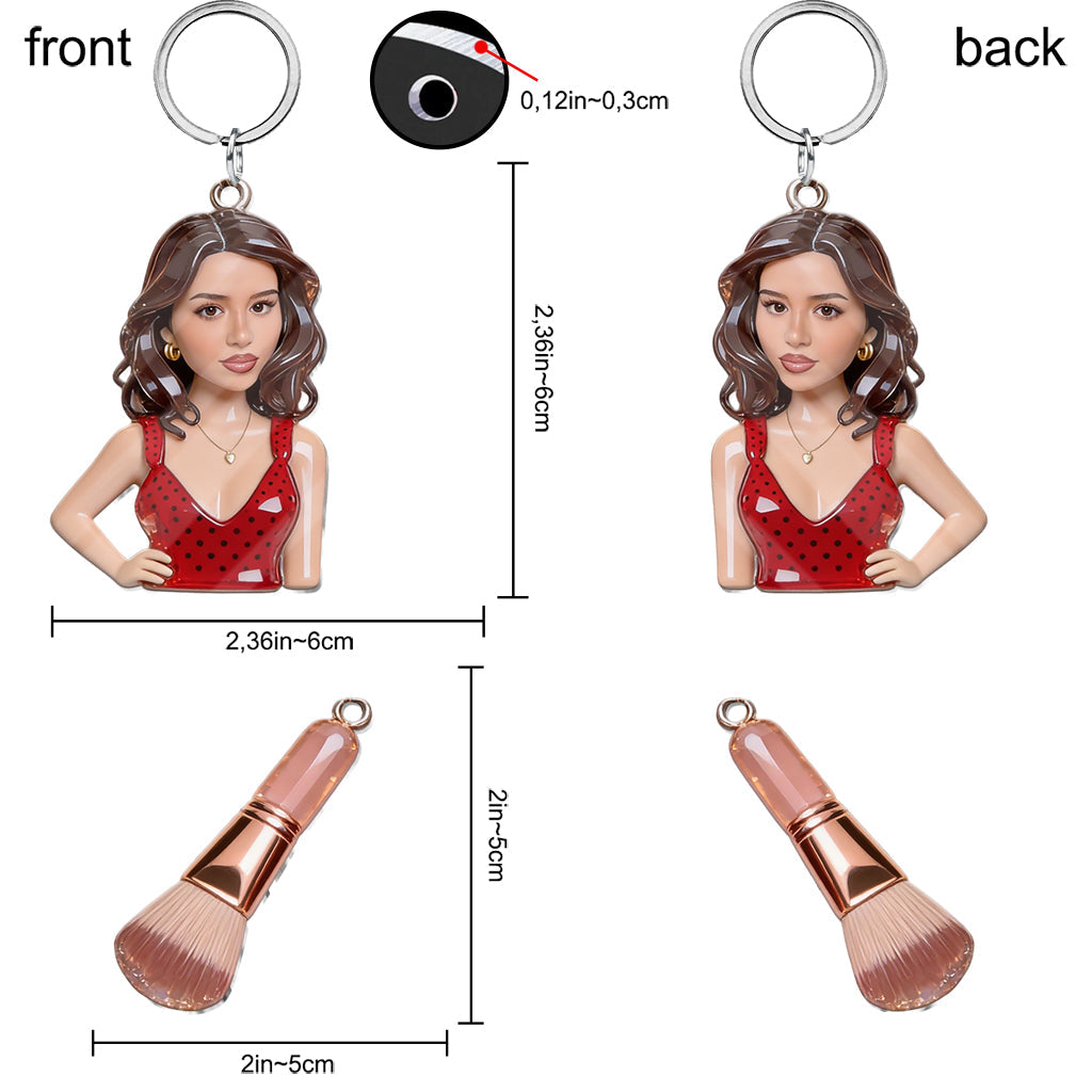 Custom Any Photo - Personalized Makeup Premium Keychain With Charms