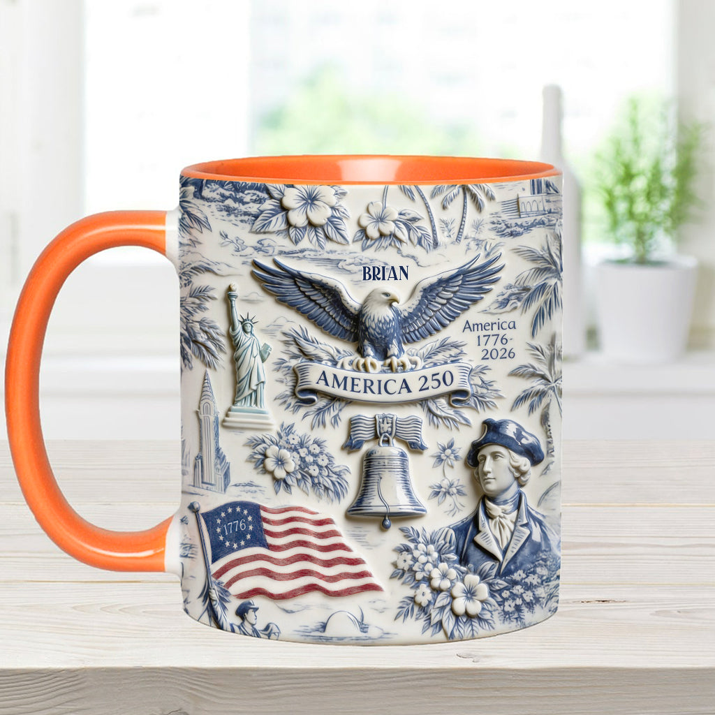 250 Years of America 1776–2026 Vintage Patriotic - Personalized Independence Day/ 4th of July Accent Mug & Coaster