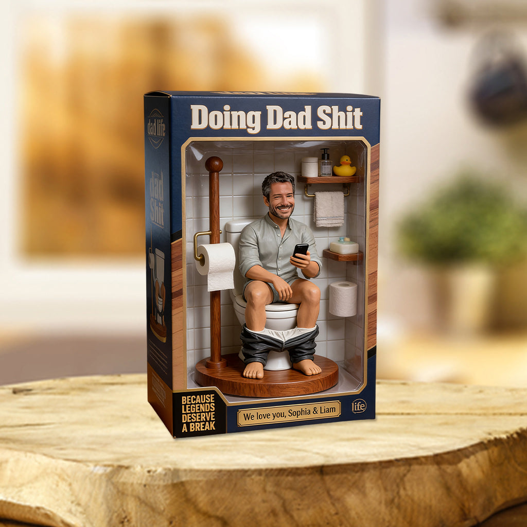 Customized "Doing Dad Shit" Action Figure – Funny Old Man Bathroom Toy Statue, Hilarious Father's Day Gag Gift for Office Desk Man Cave Decor