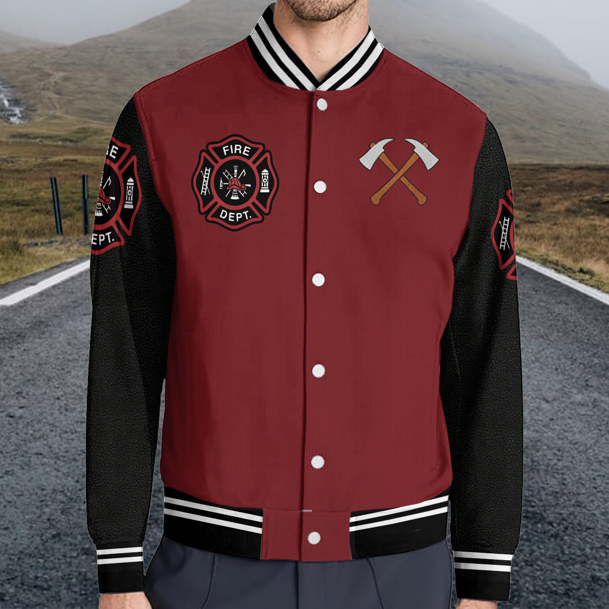 Custom Initial Jacket For Firefighter - Personalized Firefighter Varsity Jacket