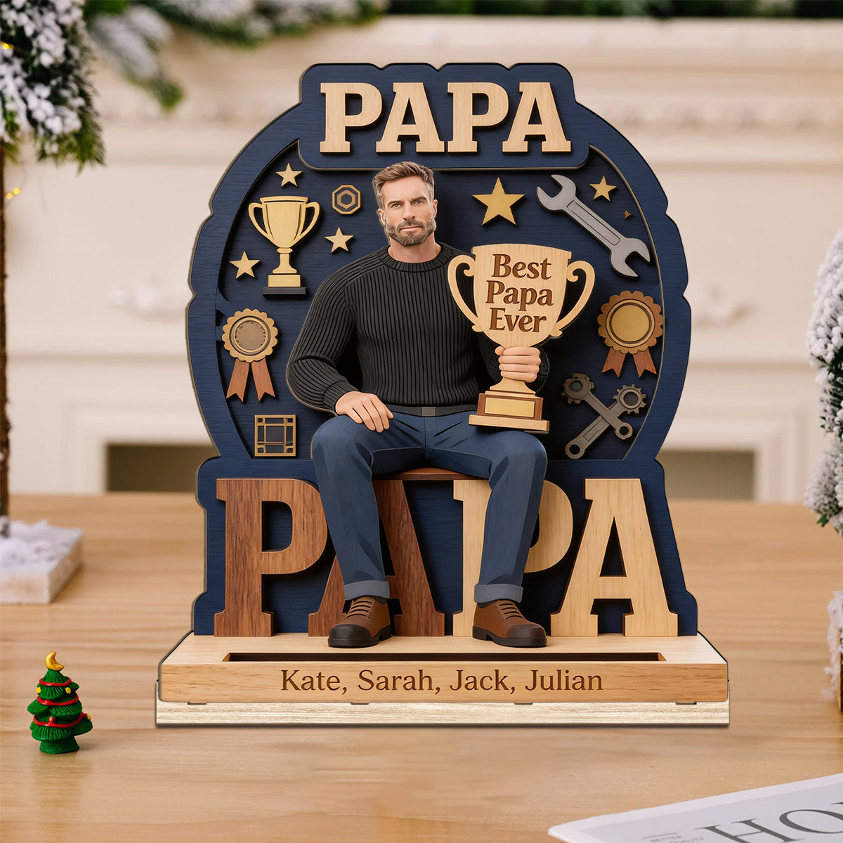 Best Dad Ever - Personalized Father 2 Layered Big Freestanding