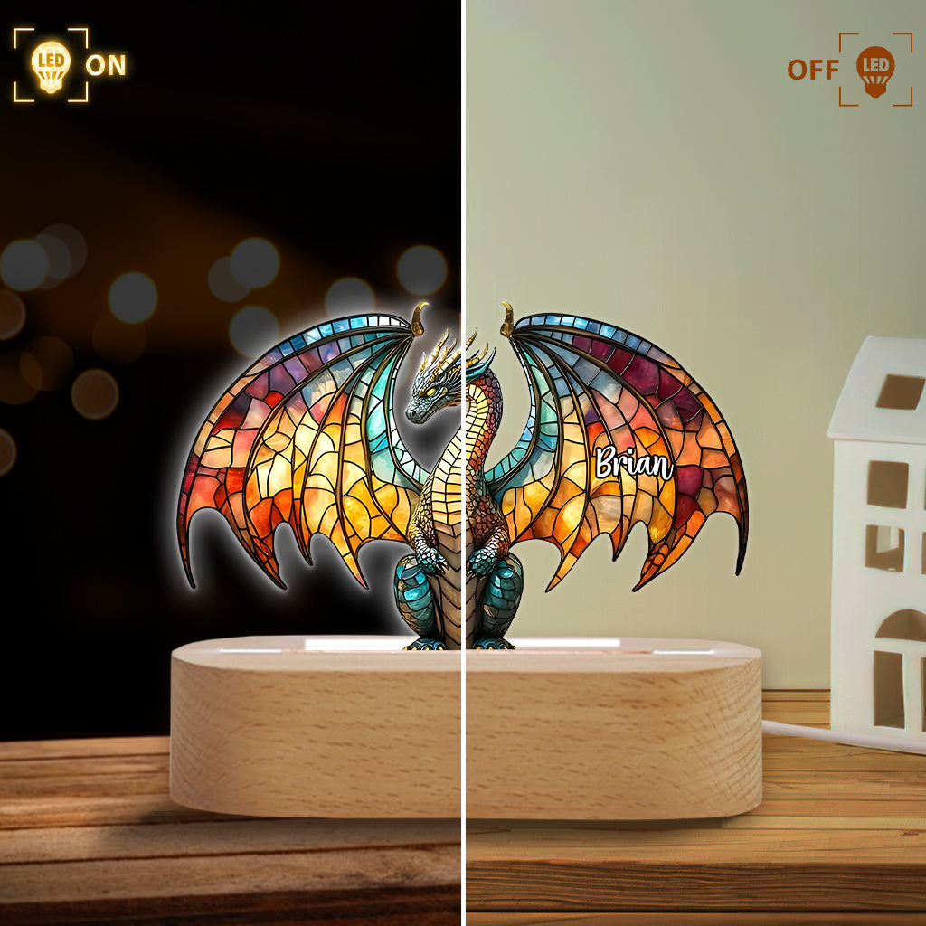 Colorful Dragon - Personalized Dragon Shaped Plaque Light Base