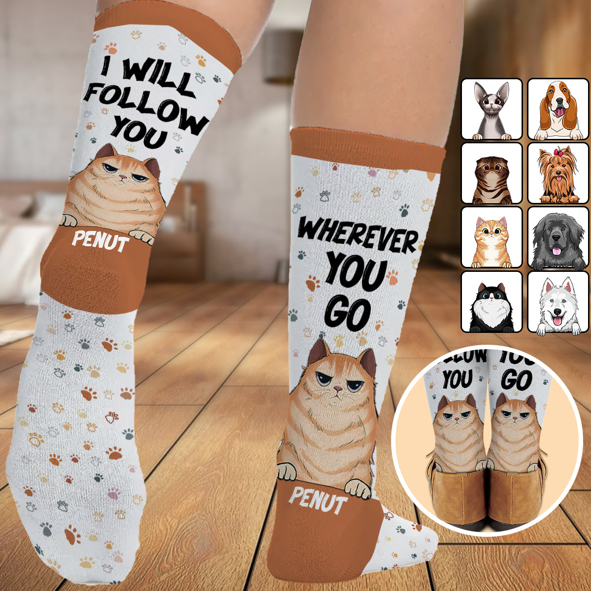 I Will Follow You Whatever You Go - Gift for dog lovers, dog lover - Personalized Socks