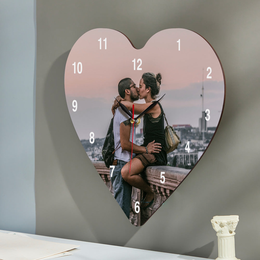 Custom Photo Heart Photo Clock - gift for husband, wife, boyfriend, girlfriend - Personalized Clock