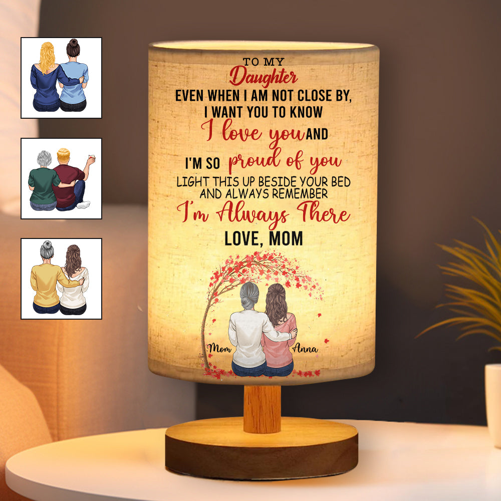Light This Up When You Miss Me - Personalized Daughter Tableside Lamp With Wood Base