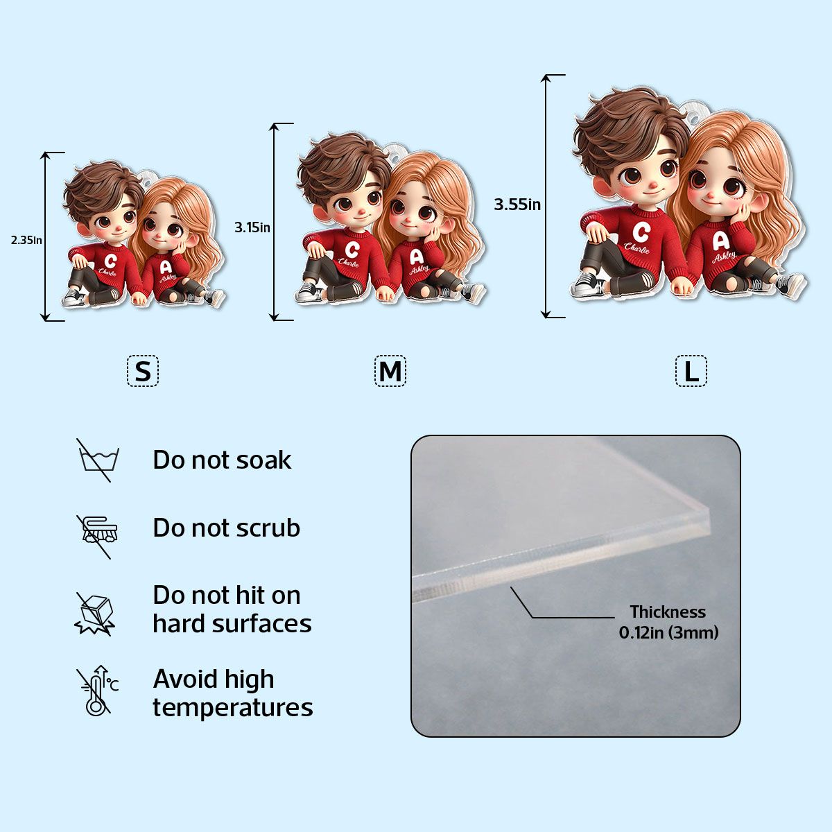 Personalized Cartoon Couple Acrylic Keychain, Creative Keepsake Gift for Anniversaries