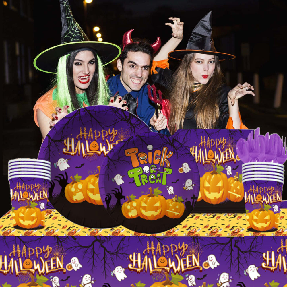 Happy Halloween - Halloween Pumpkin Disposable Dinnerware Set