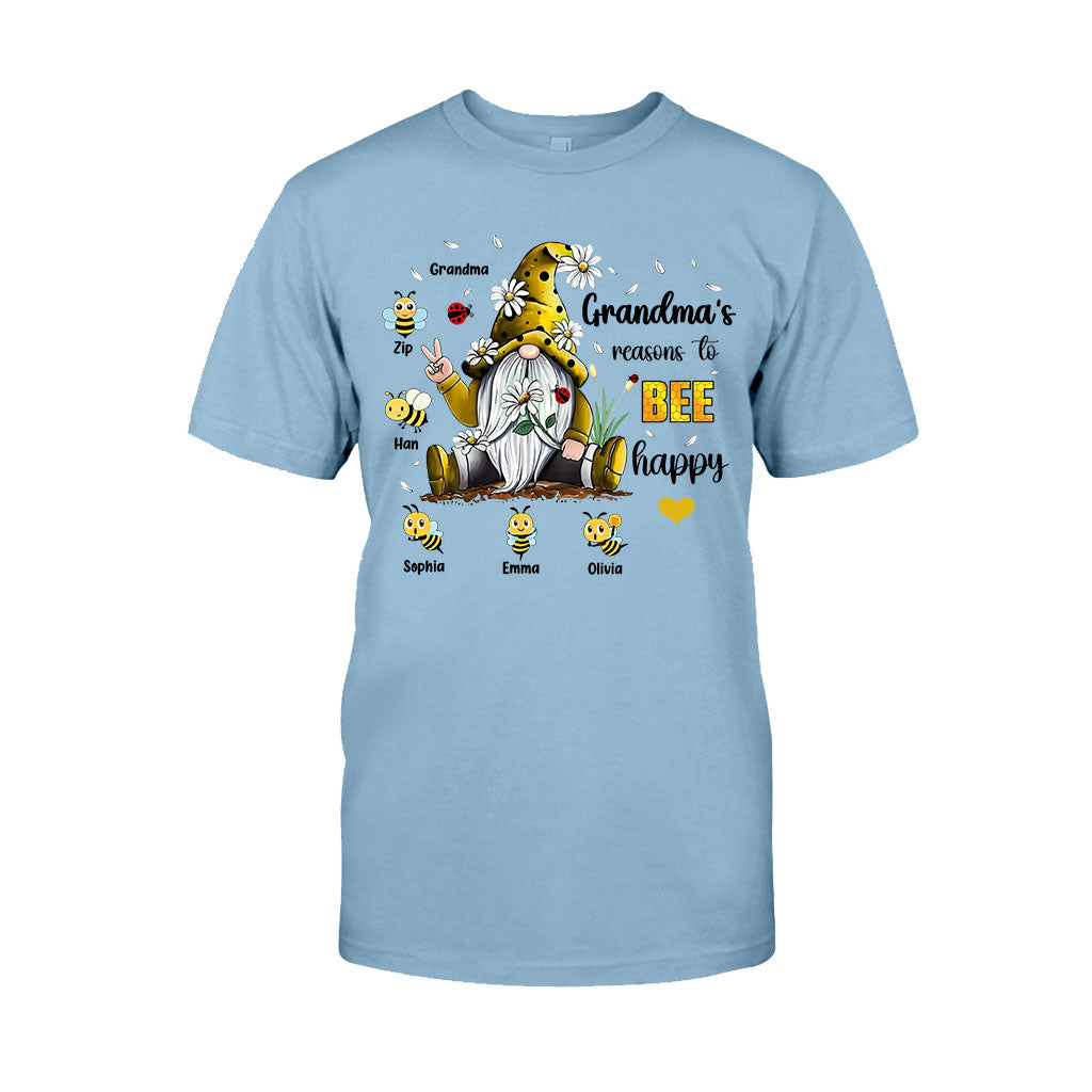 Grandma's Reasons To Bee Happy - Personalized Grandma T-shirt And Hoodie
