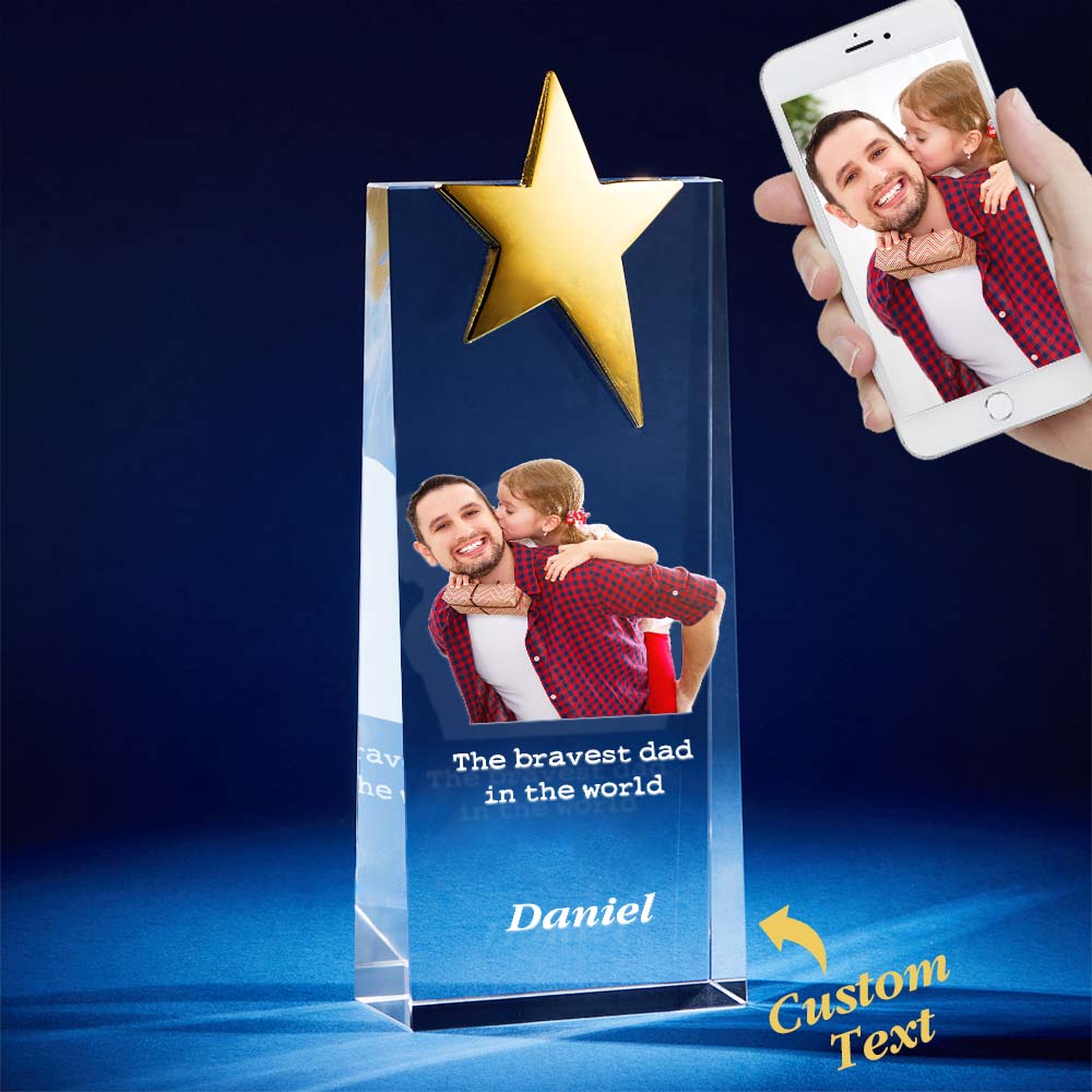 Any Dad Photos - Personalized Father Crystal Star Award Photo Frame