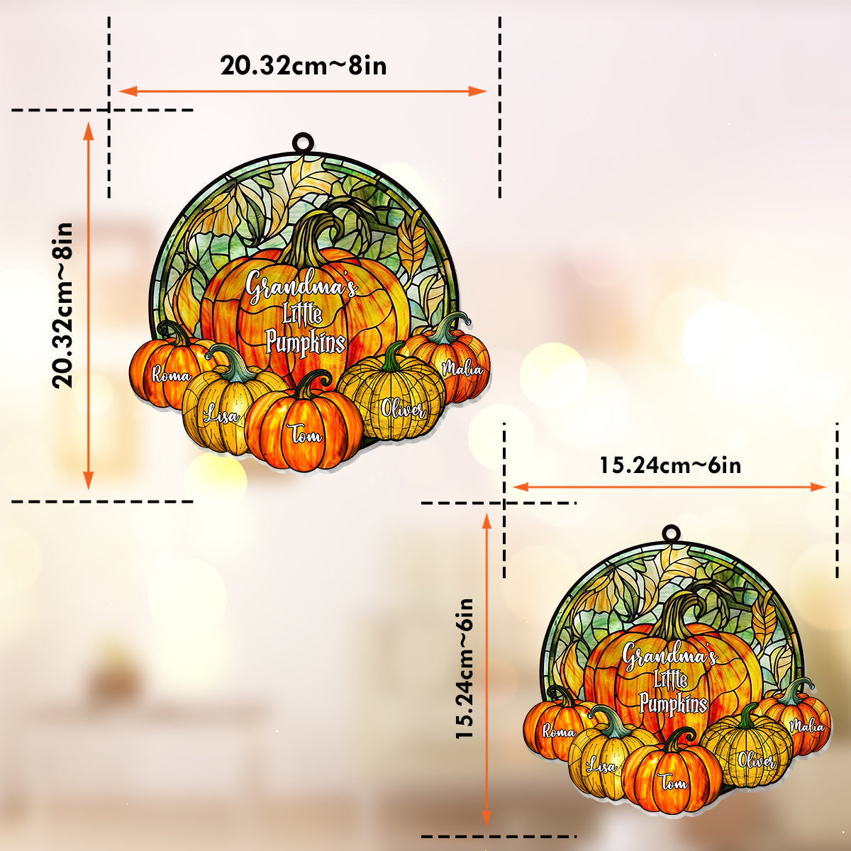 Grandma's Little Pumpkins Any Title - Personalized Grandma Window Hanging Suncatcher Ornament
