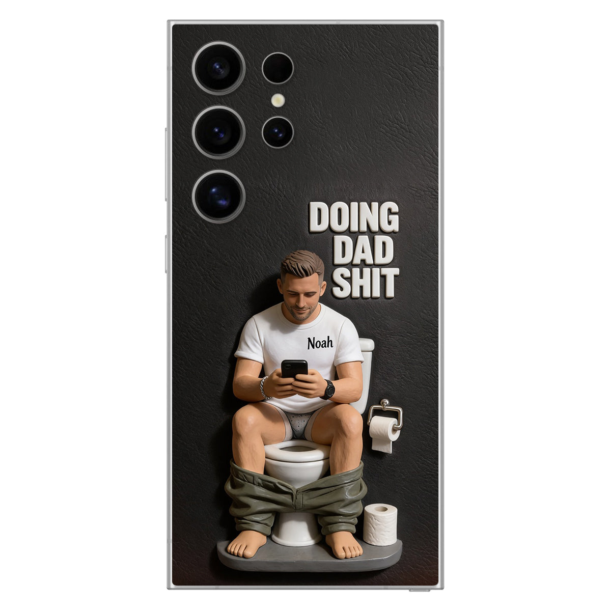 Doing Dad Shit - Personalized Father 3D Embossed Leather Phone Case