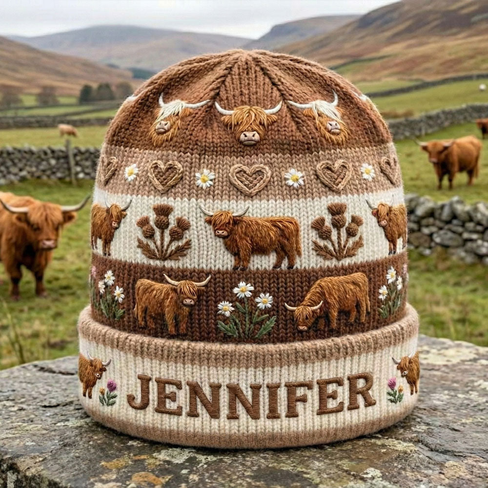Farm Life - Personalized Highland Cow Beanie Hat