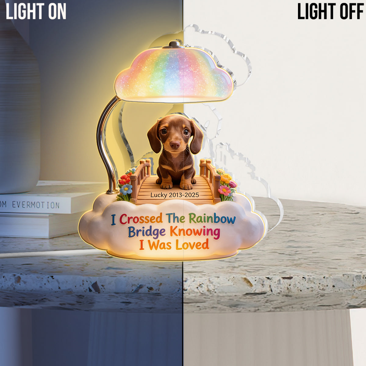 I Crossed The Rainbow Bridge - Personalized Dog Acrylic LED Night Light