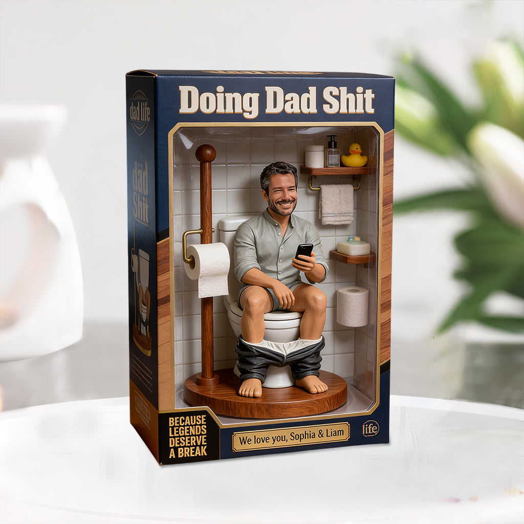 Customized "Doing Dad Shit" Action Figure – Funny Old Man Bathroom Toy Statue, Hilarious Father's Day Gag Gift for Office Desk Man Cave Decor