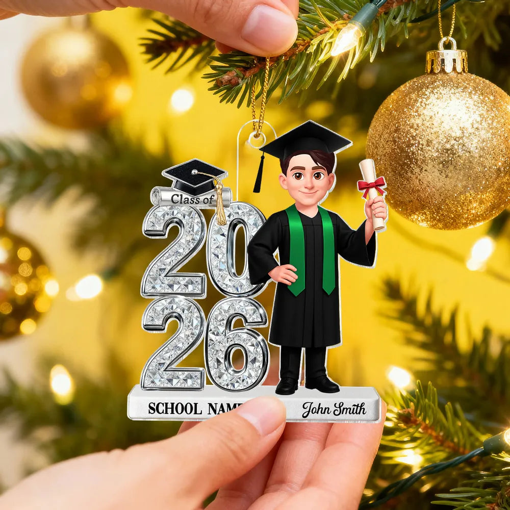 Personalized Acrylic Ornament Class Of 2025 Graduate Girl – Custom School Name Keepsake, Unique Gift For Daughter Or Son