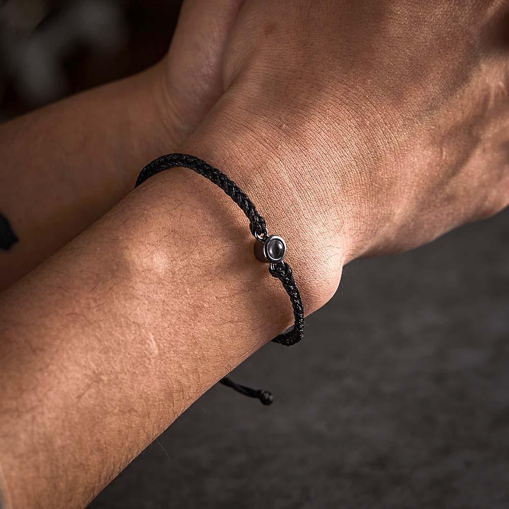 Personalized Braided Black Rope Photo Projection Charm