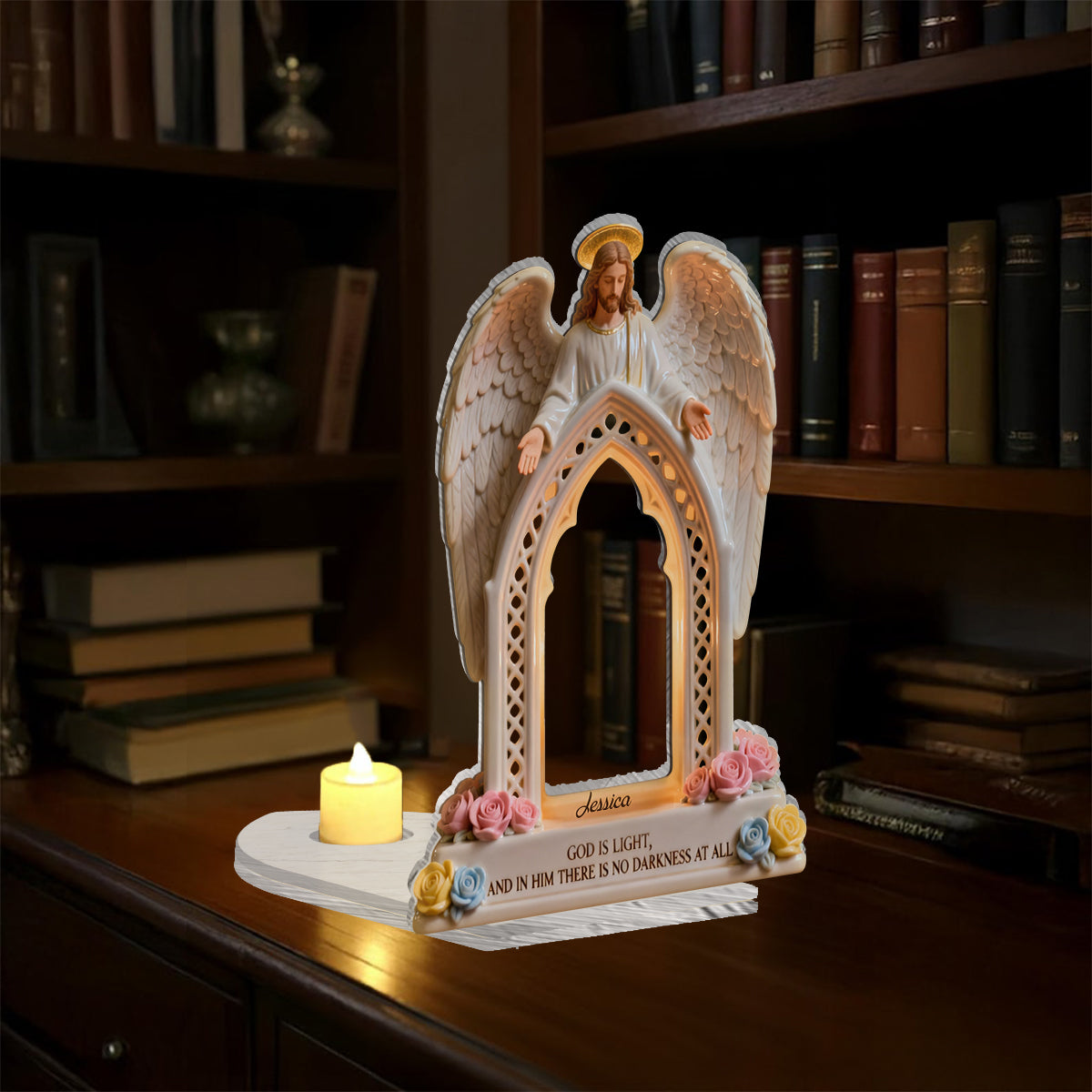 God Is Light - Personalized Christian Candle Holder Sign