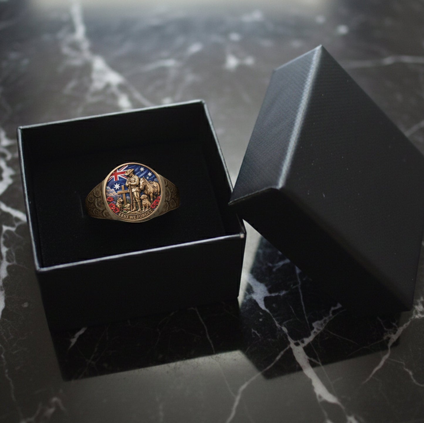 Lest We Forget, Anzac Day - Personalized Veteran Signet Ring