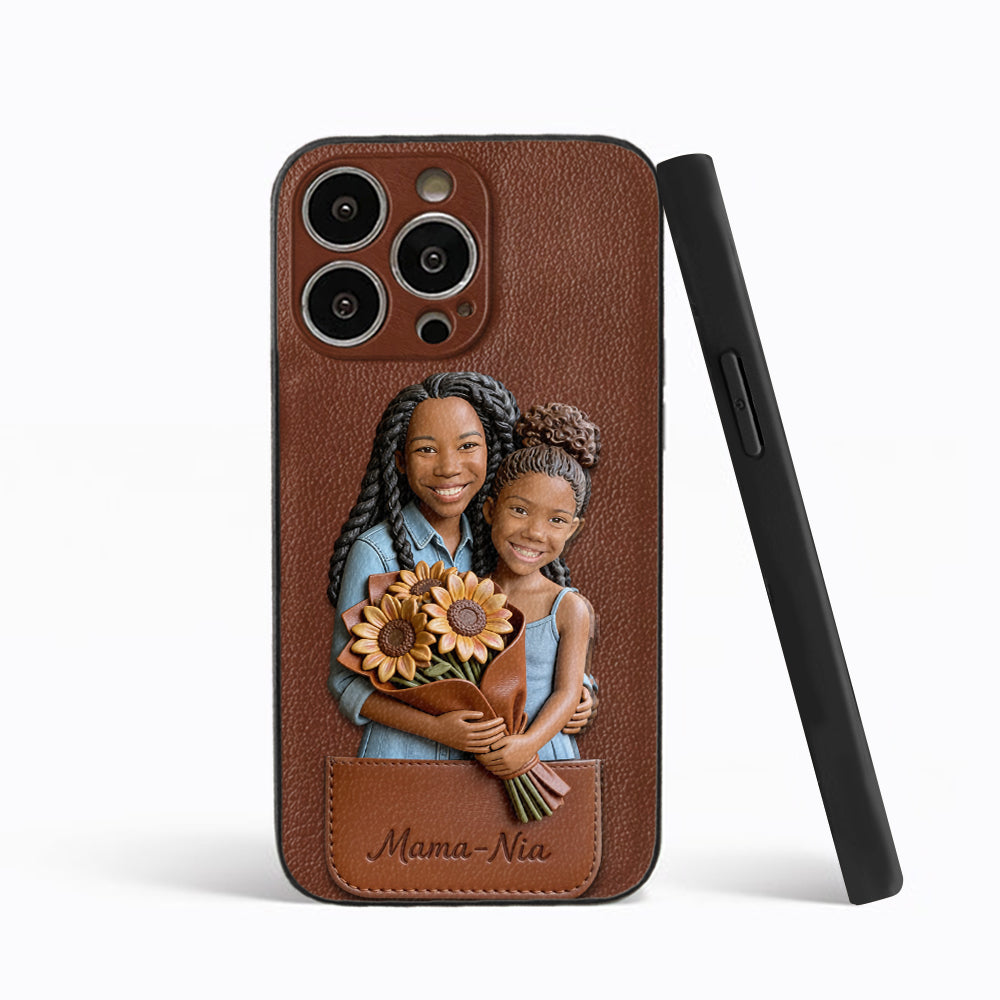I Love You - Personalized Mother 3D Embossed Leather Phone Case
